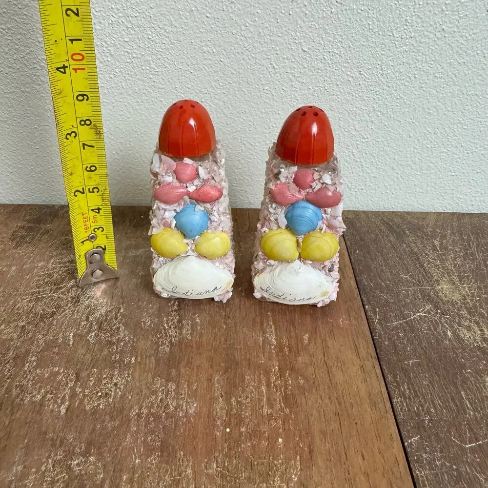 Vintage‎ MCM Anchor Hocking Glass Sea Shell Salt and Pepper Shakers INDIANA